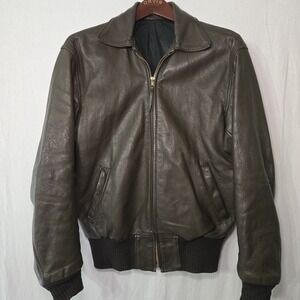 Vtg LANGLITZ Leather Jacket Mens 40 Brown Motorcycle Biker‎ 80s USA Coat